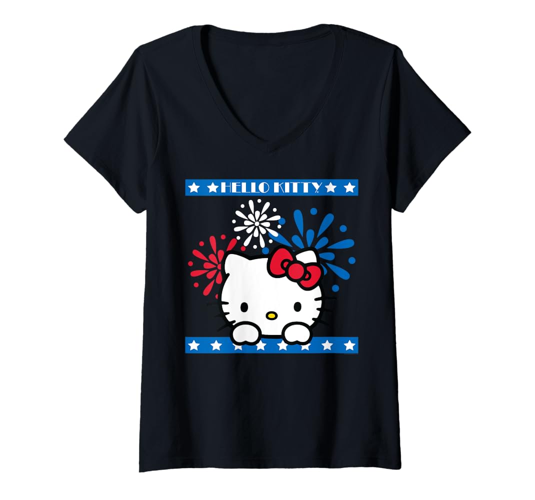 Amazon.com: Womens Hello Kitty Fireworks 4th of July Red